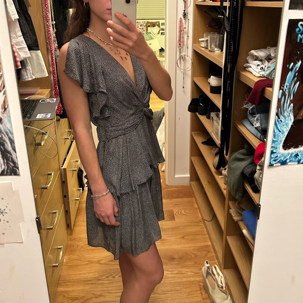 ALC POLKA DOT RUFFLE MINI DRESS - Picture 2 of 6